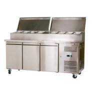 Mesa Ensaladera Refrigerada 180 cm 3 Puertas 10 Cubetas GN 1/3 Cleiton