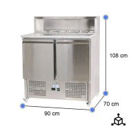 Mesa preparación fría 90 cm 2 puertas encimera mármol cúpula acero CLEITON