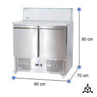 Mesa preparación fría 90 cm 2 puertas encimera mármol cúpula cristal CLEITON