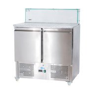 Mesa preparación fría 90 cm 2 puertas encimera mármol cúpula cristal CLEITON