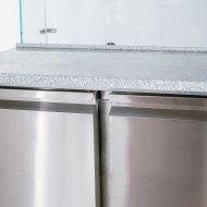 Mesa preparación fría 90 cm 2 puertas encimera mármol cúpula cristal CLEITON