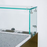 Mesa preparación fría 90 cm 2 puertas encimera mármol cúpula cristal CLEITON