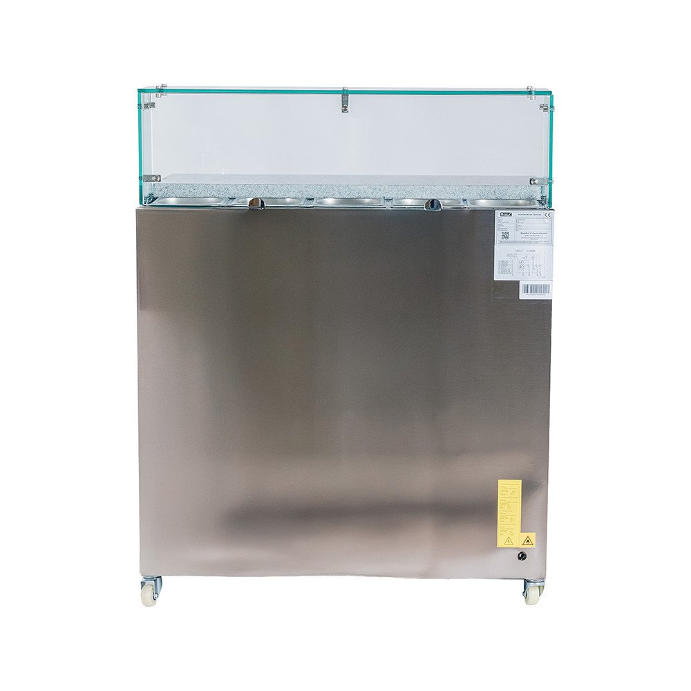 Mesa preparación fría 90 cm 2 puertas encimera mármol cúpula cristal CLEITON