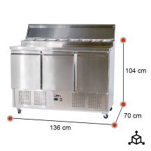 Mesa de Preparación Fría 136 cm 3 puertas ROMUX | Hostelería