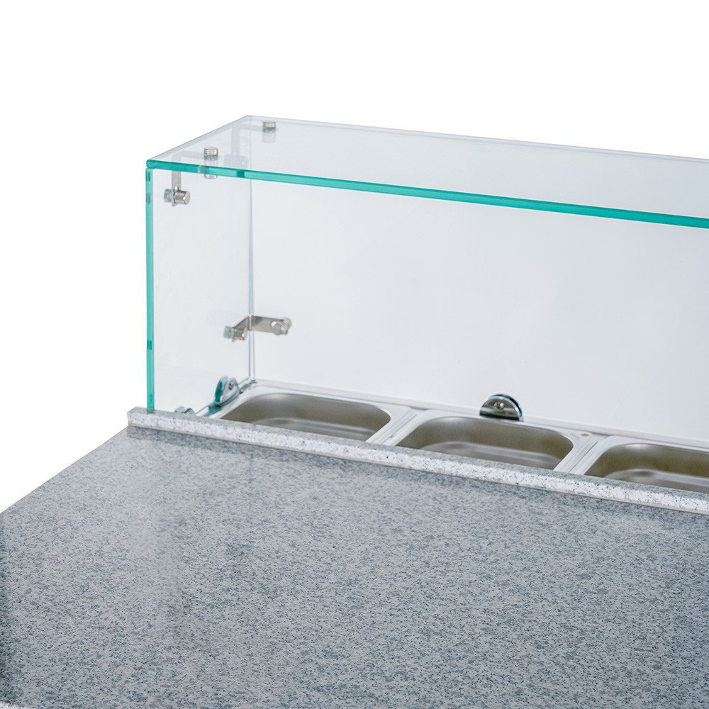 Mesa preparación fría 136 cm 3 puertas con cúpula cristal ROMUX