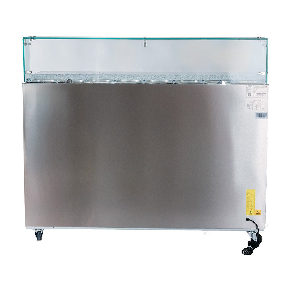 Mesa preparación fría 136 cm 3 puertas con cúpula cristal ROMUX