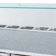 Mesa preparación fría 136 cm 3 puertas con cúpula cristal CLEITON