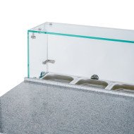 Mesa preparación fría 136 cm 3 puertas con cúpula cristal CLEITON