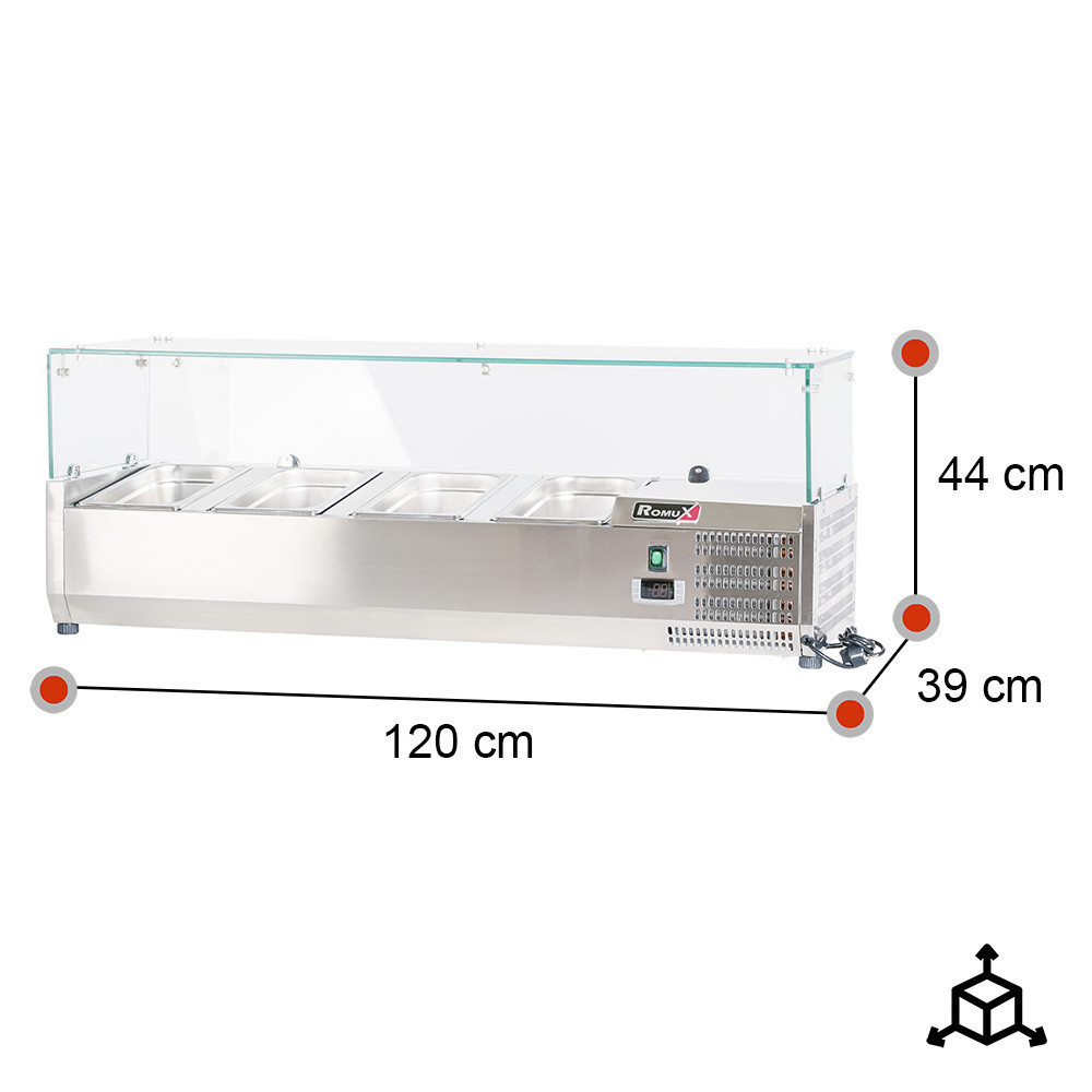 Vitrina Refrigerada Ingredientes 120x39 cm Romux | Equipamiento Industrial