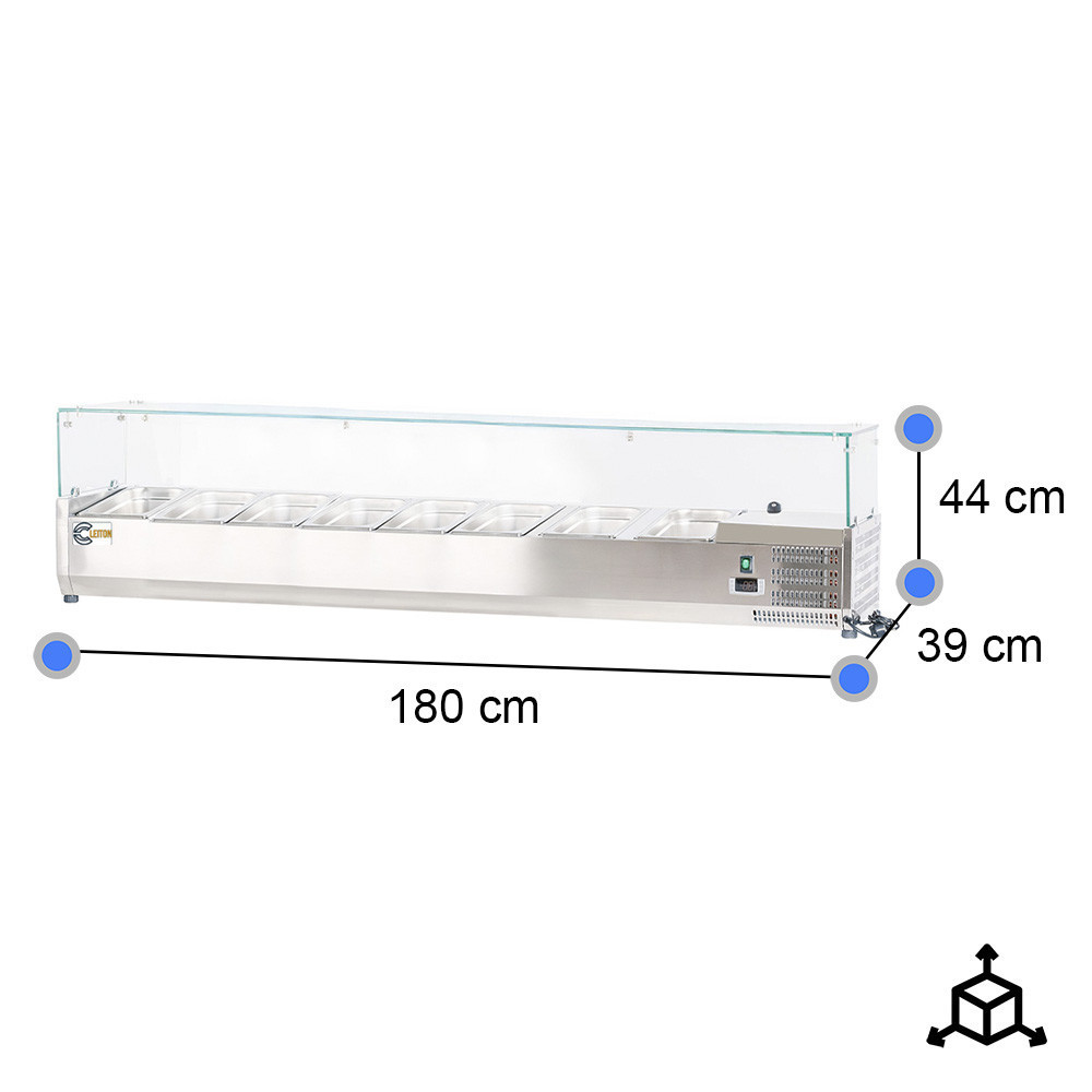 Vitrina Refrigerada de Ingredientes 180x39 cm 8 GN 1/3 | Gastroten