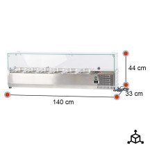 Vitrina refrigerada ROMUX 140x33 cm - 6 cubetas GN 1/4