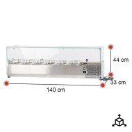 Vitrina refrigerada ROMUX 140x33 cm - 6 cubetas GN 1/4