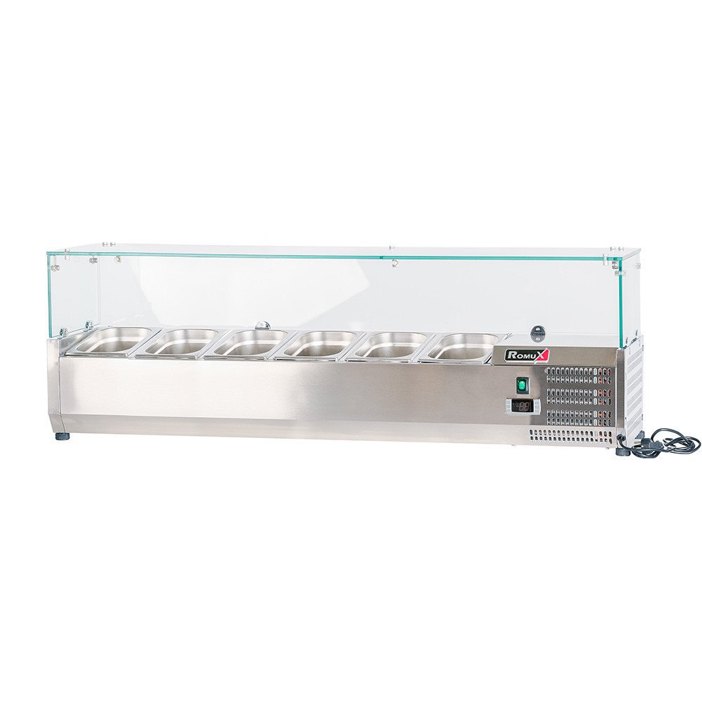 Vitrina refrigerada ROMUX 140x33 cm - 6 cubetas GN 1/4