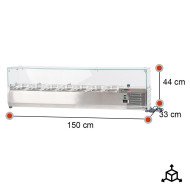 Vitrina refrigerada ROMUX 150x33 cm - 7 cubetas GN 1/4