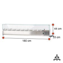 Vitrina refrigerada Romux 180x33 cm - 9 cubetas GN 1/4
