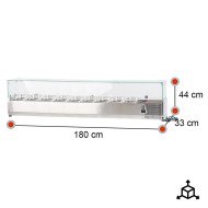 Vitrina refrigerada Romux 180x33 cm - 9 cubetas GN 1/4