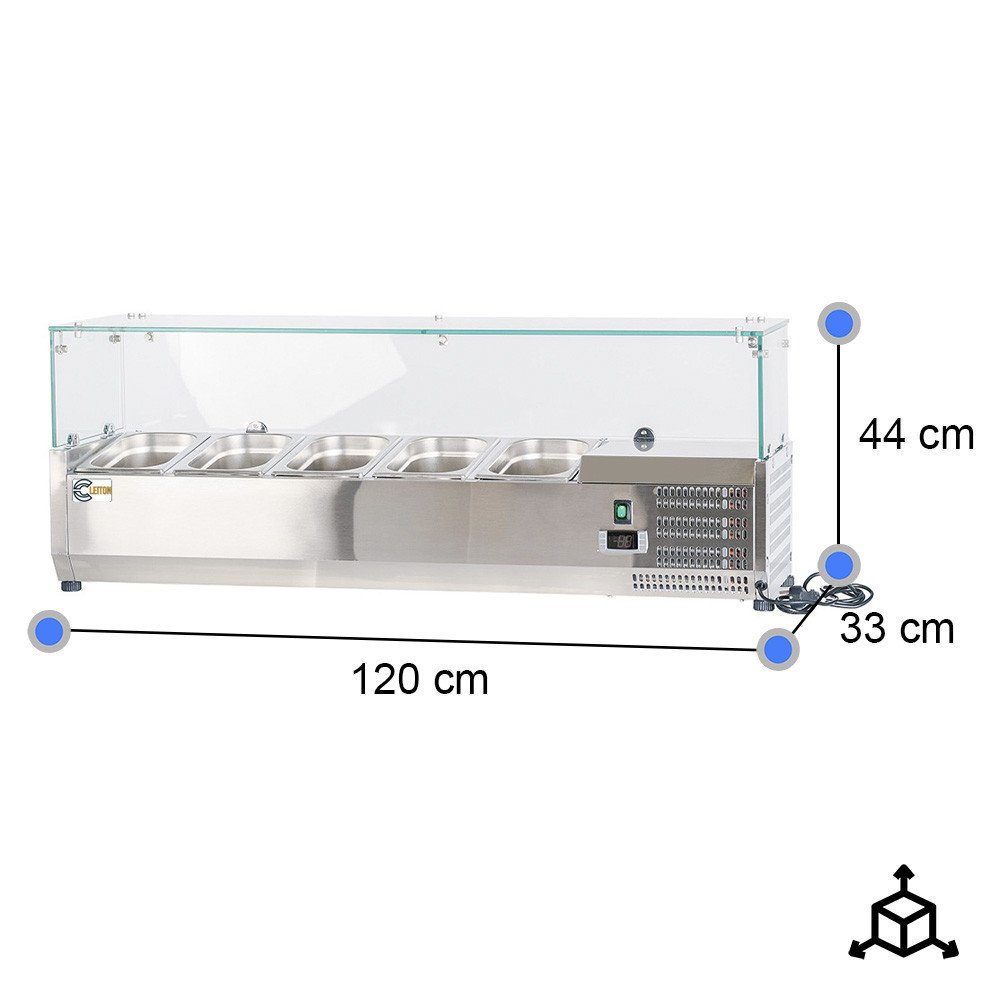 Vitrina refrigerada 120 cm 5 cubetas GN 1/4 CLEITON
