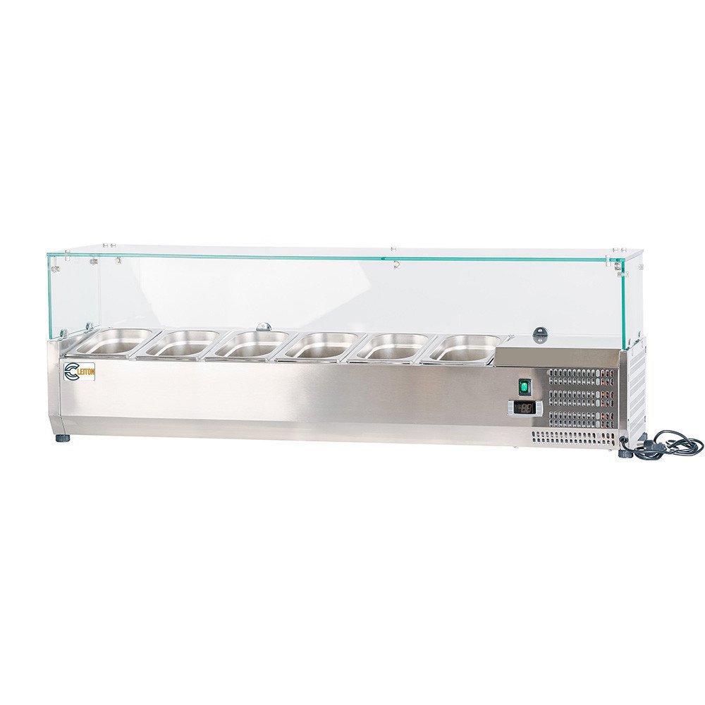 Vitrina refrigerada CLEITON 140x33 cm - 6 cubetas GN 1/4