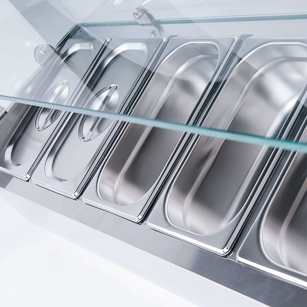 Vitrina refrigerada CLEITON 140x33 cm - 6 cubetas GN 1/4