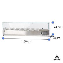 Vitrina refrigerada CLEITON 150x33 cm - 7 cubetas GN 1/4