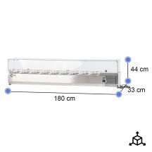 Vitrina refrigerada Cleiton 180x33 cm - 9 cubetas GN 1/4