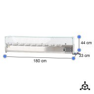 Vitrina refrigerada Cleiton 180x33 cm - 9 cubetas GN 1/4