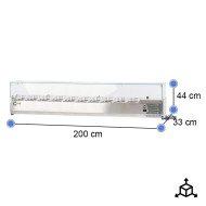 Vitrina Refrigerada 200x33 cm 10 Cubetas GN 1/4 | Gastroten