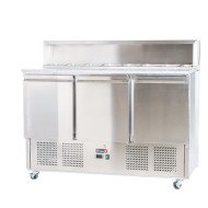 Mesa de Preparación Fría 136 cm Mármol ROMUX | 3 Puertas GN 1/6