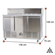 Mesa de Preparación Fría 136 cm Mármol ROMUX | 3 Puertas GN 1/6