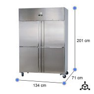 Armario Refrigerado 4 Puertas Medias 134 cm Ventilado CLEITON - 1065 L