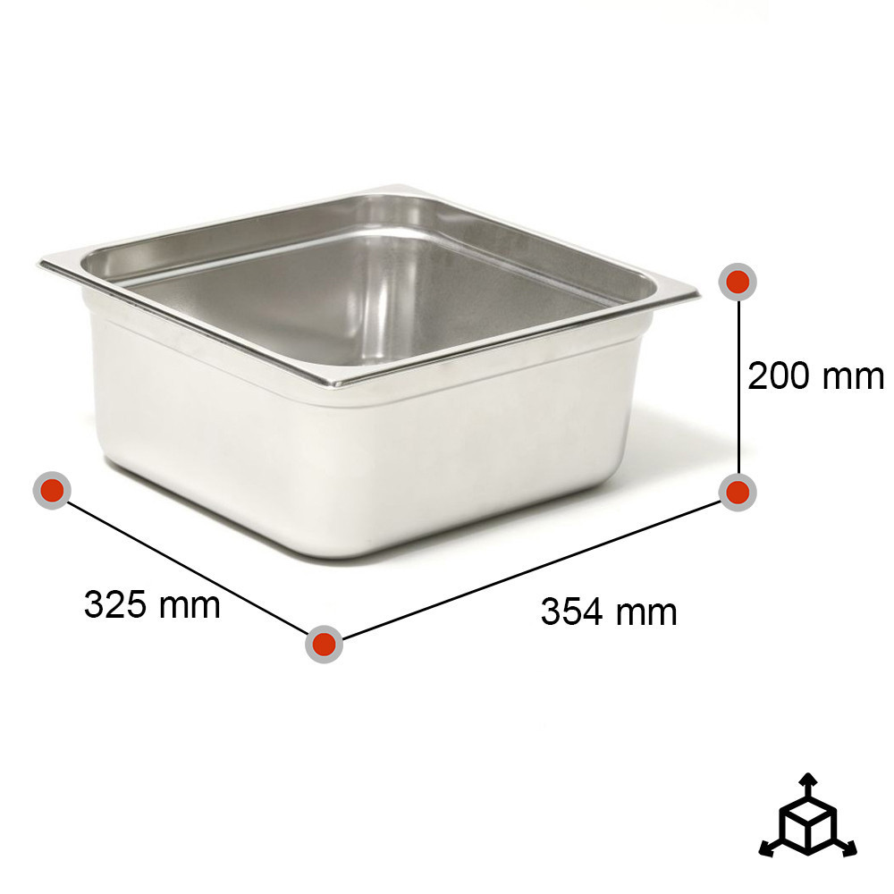 Cubeta Gastronorm 2/3 200 mm Acero Inoxidable | Gastroten