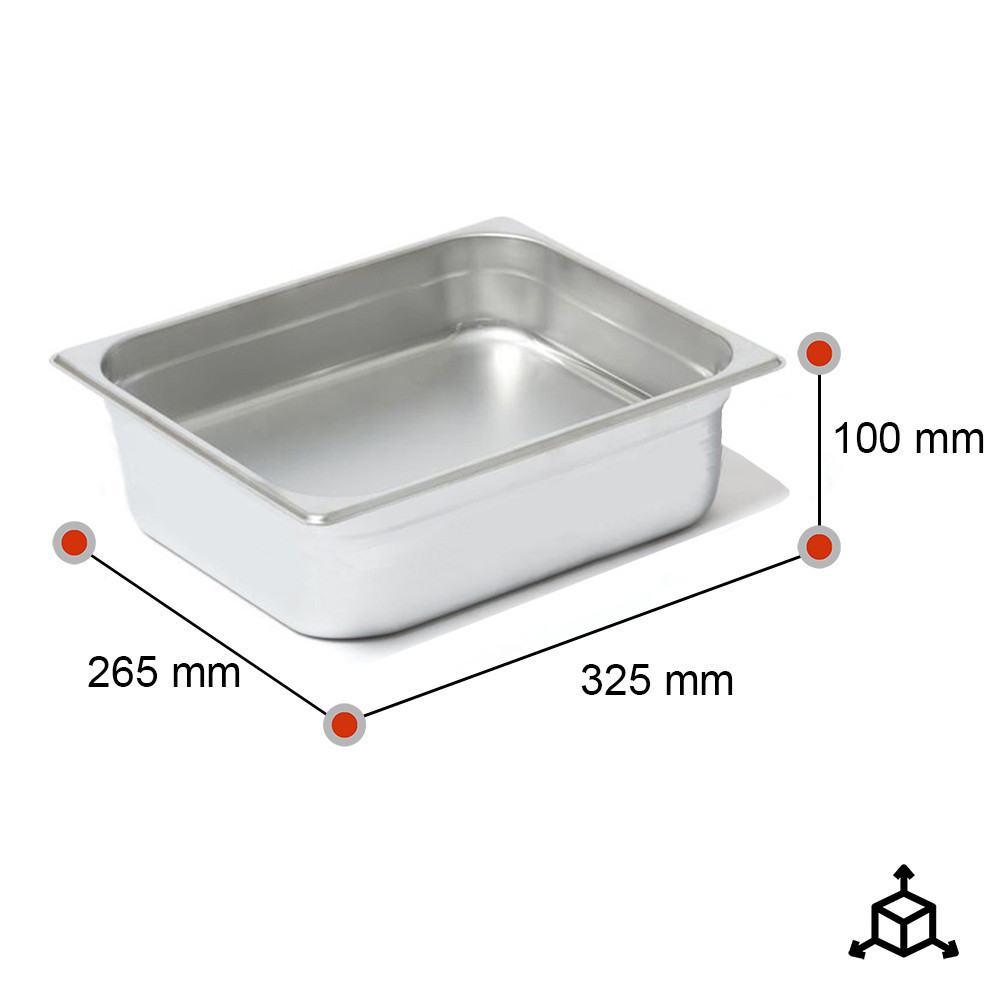 Cubeta Gastronorm 1/2 100mm Acero Inoxidable | Gastroten