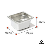 Cubeta Gastronorm 1/6 150mm Acero Inoxidable | Gastroten