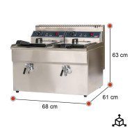 Freidora Industrial Eléctrica Doble 18L Romux | Equipamiento Hostelería