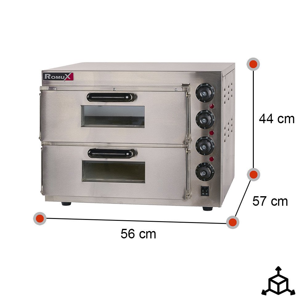 Horno de Pizza Eléctrico Doble 1+1x40 cm Romux | Equipamiento Industrial