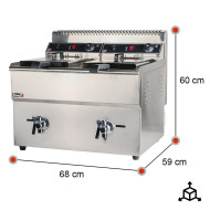 Freidora Doble 18L Gas Natural Sobremesa Romux | Maquinaria Hostelería