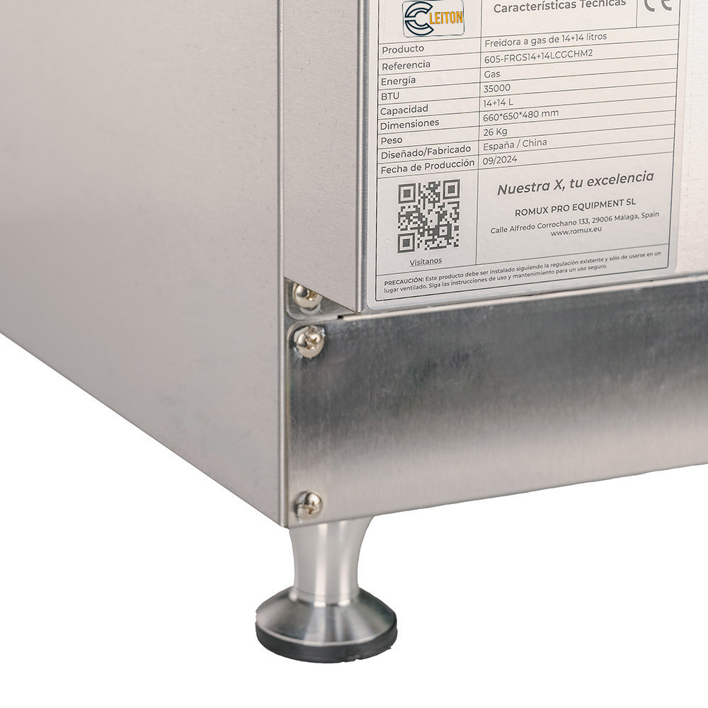 Freidora Industrial Doble 14+14L Gas Natural Cleiton | Maquinaria Hostelería