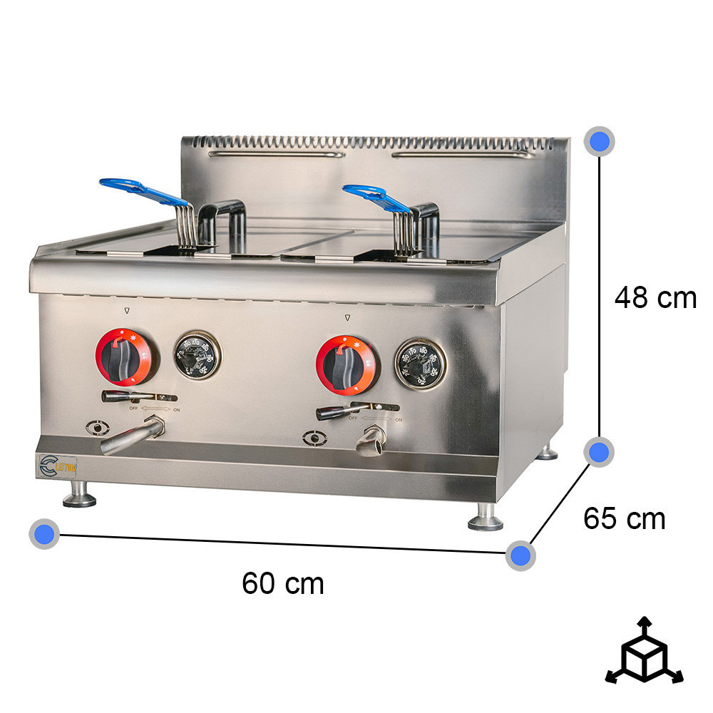 Freidora Industrial Doble 14+14L Gas Natural Cleiton | Maquinaria Hostelería