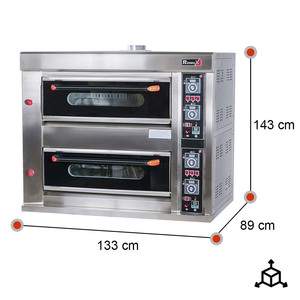 Horno de Pizza Industrial Doble 4+4x32 cm Romux | Equipamiento Industrial