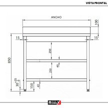 Mesa Mural Desmontable 1800x800x850 mm Romux | Equipamiento Industrial