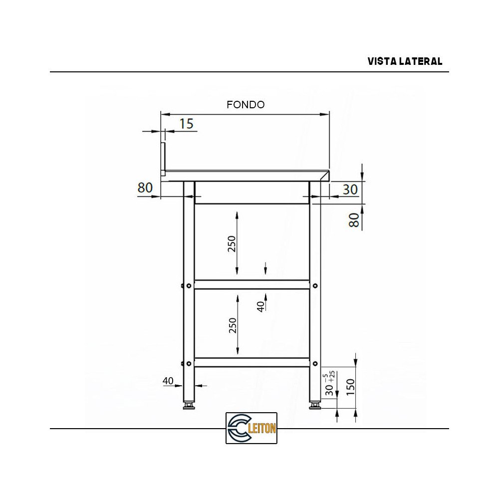 Mesa Mural Desmontable 600x800x850 mm | Gastroten