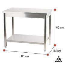 Mesa de Trabajo Acero Inoxidable para Hostelria 800x800 mm | ROMUX Profesional