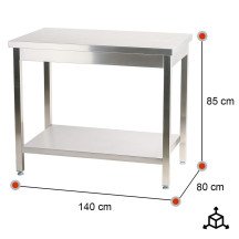 Mesa de Trabajo Acero Inoxidable para Hostelria 1400x800 mm | ROMUX Profesional