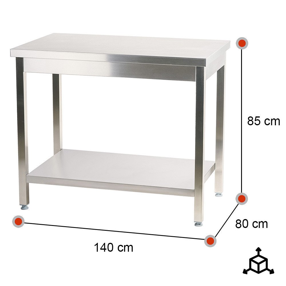 Mesa de Trabajo Acero Inoxidable para Hostelria 1400x800 mm | ROMUX Profesional
