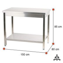 Mesa de Trabajo Acero Inoxidable para Hostelria 1500x800 mm | ROMUX Profesional