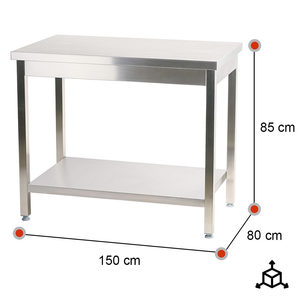 Mesa de Trabajo Acero Inoxidable para Hostelria 1500x800 mm | ROMUX Profesional