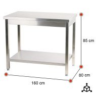 Mesa de Trabajo Acero Inoxidable para Hostelria 1600x800 mm | ROMUX Profesional