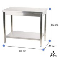 Mesa de Trabajo Acero Inoxidable para Hostelria 600x800 mm | CLEITON Profesional
