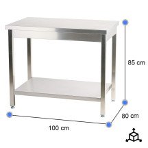 Mesa de Trabajo Acero Inoxidable para Hostelria 1000x800 mm | CLEITON Profesional