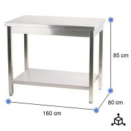 Mesa de Trabajo Acero Inoxidable para Hostelria 1600x800 mm | CLEITON Profesional
